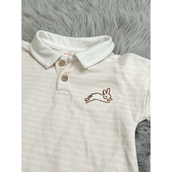 Cat & Jack Baby French Terry Collared Long Sleeve Embroidered Bunny Top Size 12m - Picture 2 of 2